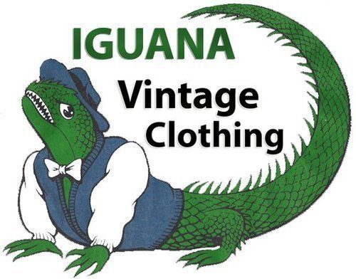 Iguana Vintage Clothing Logo displays an Iguana dressed up in a classic vintage attire.